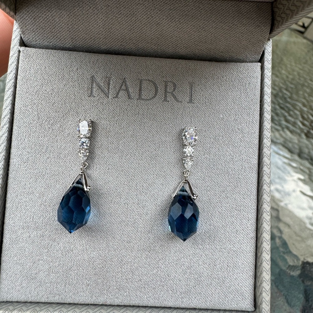 Nadri Blue Faceted Drop Earrings